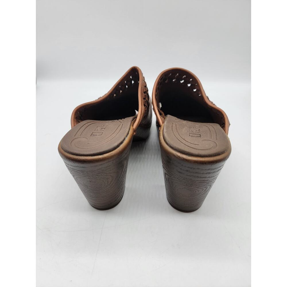 White Mountain Women's Genuine Leather Mule Clog Braided Slip on Brown Size 10M - Picture 3 of 7